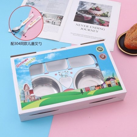 Детская тарелка из нержавеющей стали с разделением на секции фотография