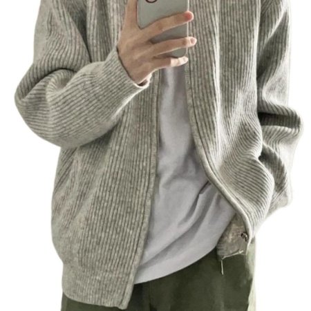 Мужской свитер с открытым воротником в японском стиле 2024 фотография