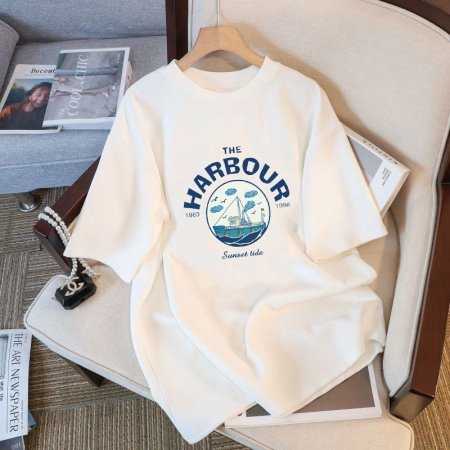 Белая мужская и женская футболка на завышенной посадке из 230 граммового чистого хлопка изображение