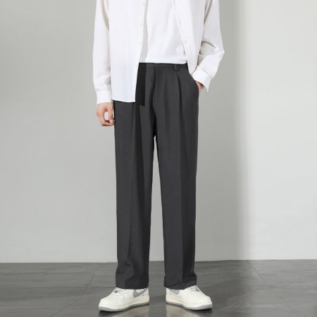 Летние мужские брюки прямого кроя с широкими штанинами фотография