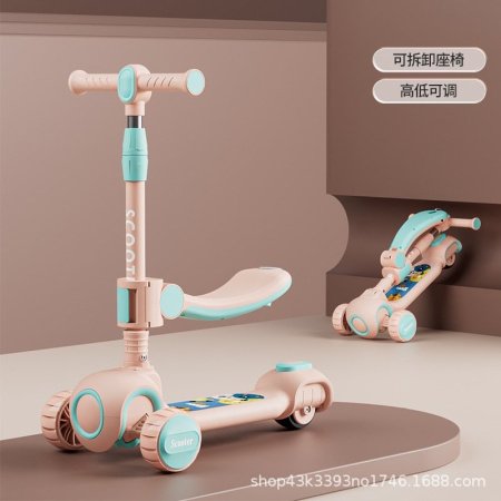 Детский трехколесный складной самокат изображение