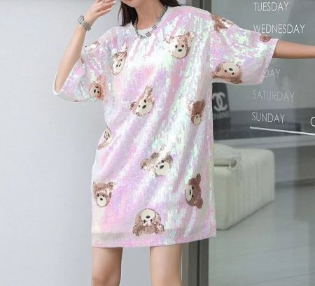 Женская футболка с широкими рукавами и блестками изображение