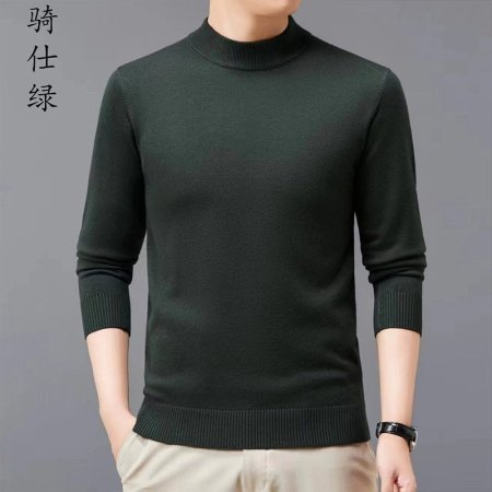 Мужской свитер высокий воротник 2024 осенне-зимняя новая однотонная длинный рукав овечья шерсть свитер фото