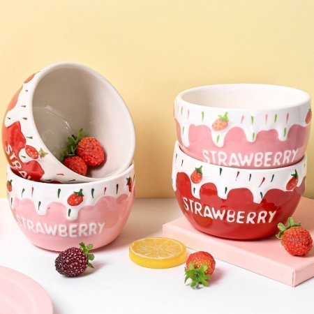 7L керамическая миска с клубникой фотография