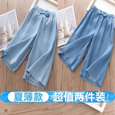 Летние джинсовые широкие штаны для девочек фотография