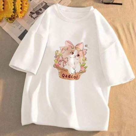 Футболка из чистого хлопка с коротким рукавом и круглым вырезом изображение