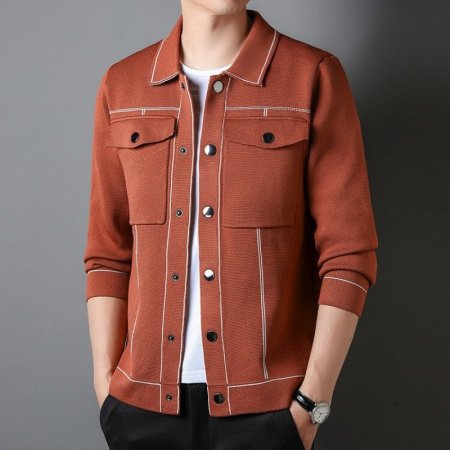 Мужская вязаная куртка с воротником изображение