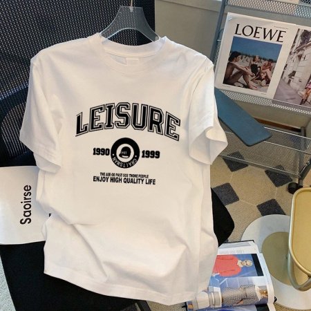 100% хлопок 220 г мультфильм принт круглый воротник короткий рукав футболка женская фотография