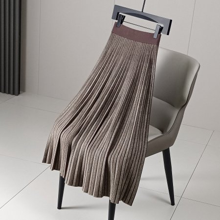 Женская двусторонняя вязаная плиссированная юбка 2023 новинка A-силуэта фотография