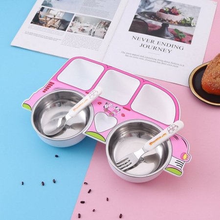 Детская тарелка из нержавеющей стали с разделением на секции фотография