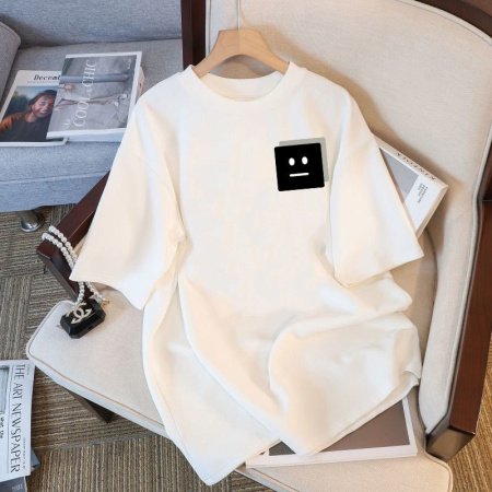 Белая мужская и женская футболка на завышенной посадке из 230 граммового чистого хлопка изображение