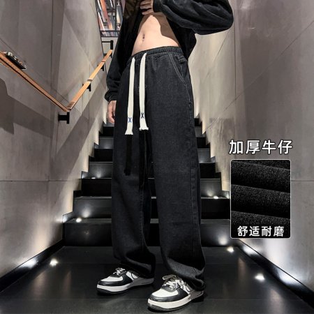 Джинсы 2024 весна мужские прямые широкие джинсы изображение