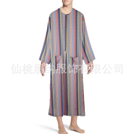 Мужская одежда восточного стиля с длинным рукавом и полосатым воротником фото