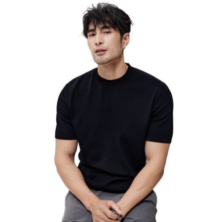 Мужская вязаная футболка с круглым воротом изображение