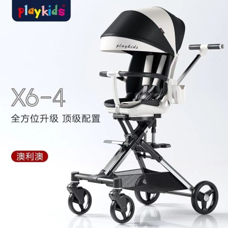 Playkids普洛可遛娃婴幼儿可躺可换向高景观轻便推车一键折叠X6X7 фотография