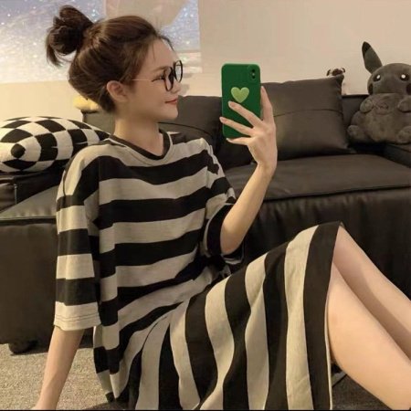 Летнее платье для сна с коротким рукавом фотография