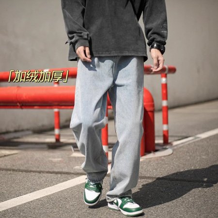 Джинсы мужские винтажные прямые длинные черного цвета изображение