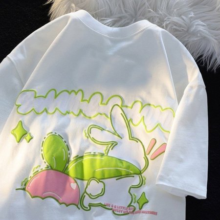 Летняя футболка с кроликами из 100% хлопка фотография