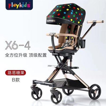 Playkids普洛可遛娃婴幼儿可躺可换向高景观轻便推车一键折叠X6X7 фотография