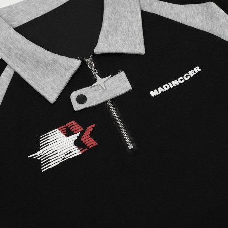 Мужская спортивная толстовка с воротником поло и контрастными вставками фотография