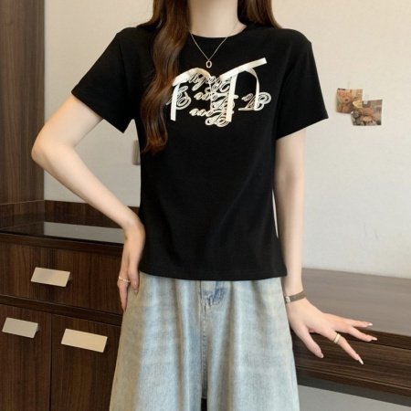 Футболка с коротким рукавом 2024 лето женская фото