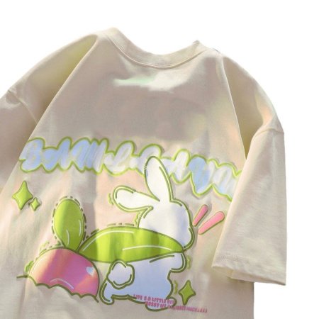 Летняя футболка с кроликами из 100% хлопка фотография