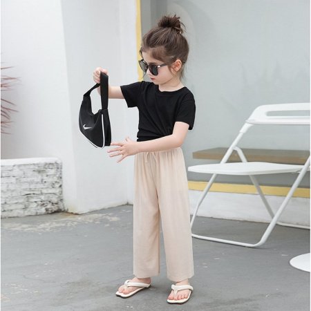 Детские летние широкие брюки из хлопкового шелка изображение