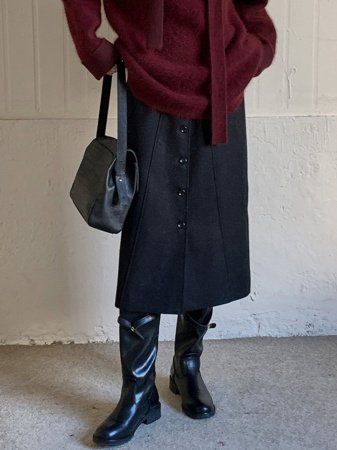 Шерстяная юбка с разрезом 2023 фотография