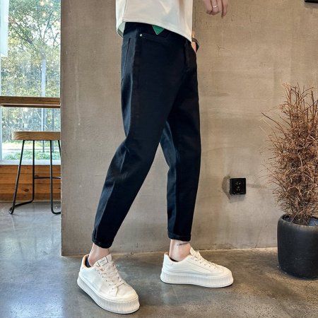 Мужские джинсы летние узкие прямые брюки изображение