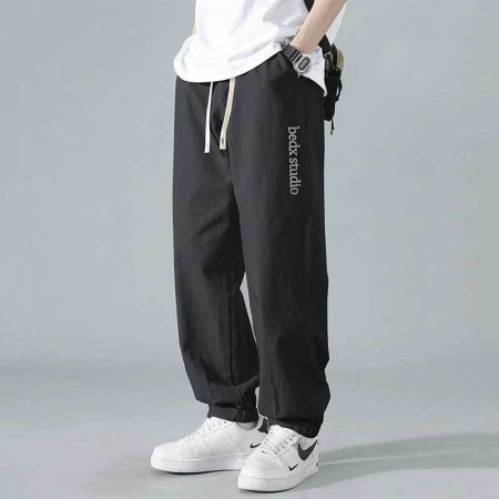 Летние мужские брюки с прямым кроем и американской вышивкой изображение