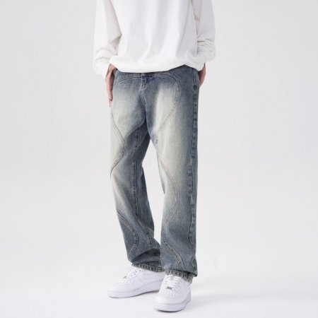 MADSHED Мужские джинсы с выцветанием и потертостями изображение