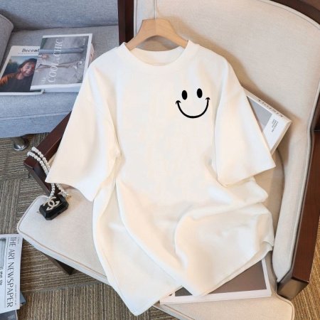 Белая мужская и женская футболка на завышенной посадке из 230 граммового чистого хлопка изображение