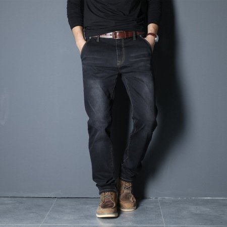 Мужские джинсы с высокой талией и прямыми штанинами фото