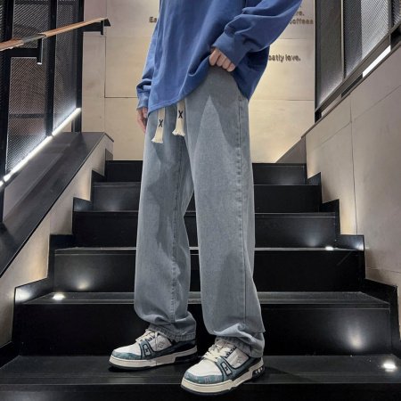 Джинсы 2024 весна мужские прямые широкие джинсы изображение