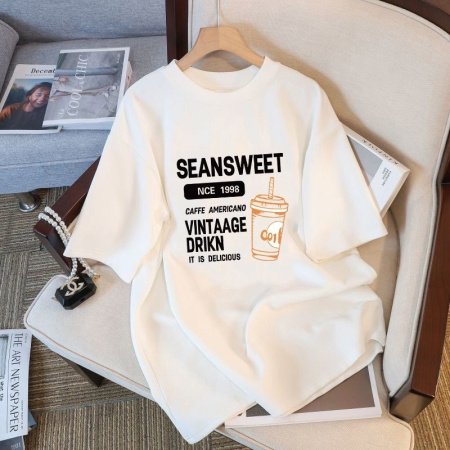 Белая мужская и женская футболка на завышенной посадке из 230 граммового чистого хлопка изображение