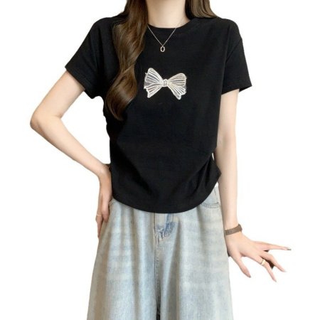 Футболка с коротким рукавом 2024 лето женская фото