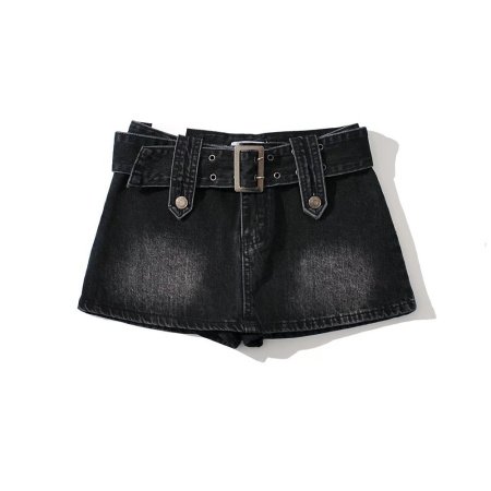 Юбка-мини с высокой талией и поясом в стиле хайсайда фото