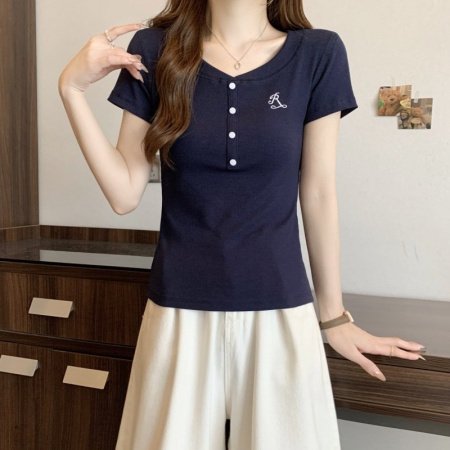 Футболка с коротким рукавом 2024 лето женская фото