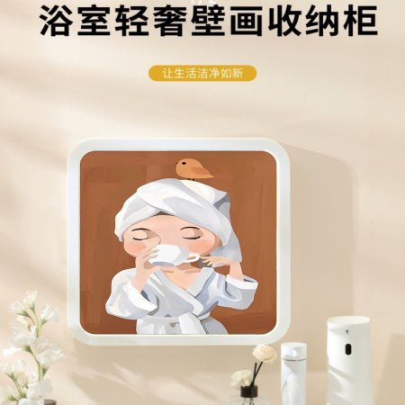 Шкаф для ванной комнаты с изображением на стене фотография