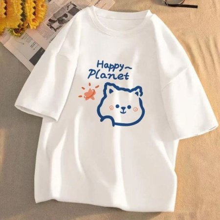 Футболка из чистого хлопка с коротким рукавом и круглым вырезом изображение