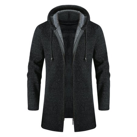 Мужская зимняя толстовка с капюшоном и клетчатым узором фото