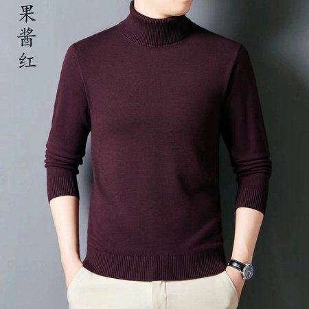 Мужской свитер высокий воротник 2024 осенне-зимняя новая однотонная длинный рукав овечья шерсть свитер фото