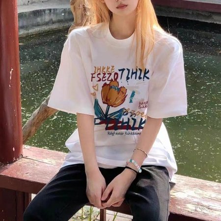 Летняя футболка из чистого хлопка с дизайном и принтом 2023 изображение