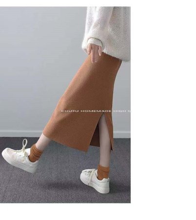 Женская длинная юбка с разрезом сзади изображение