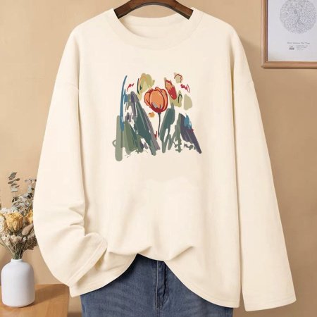 Женская футболка с длинным рукавом из чистого хлопка 230 г 2024 новая осенне-зимняя модель фотография