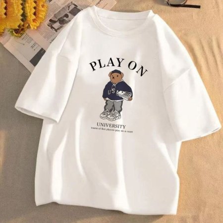 Футболка из чистого хлопка с коротким рукавом и круглым вырезом изображение