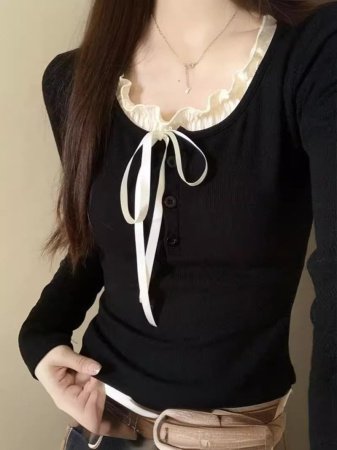 Лонгслив балетного стиля с американским сладко-острым вкусом фото