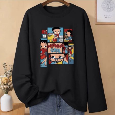 Женская футболка с длинным рукавом из чистого хлопка 230 г 2024 новая осенне-зимняя модель фотография