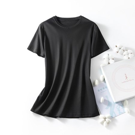 Майка из шелковистого хлопка с короткими рукавами фотография