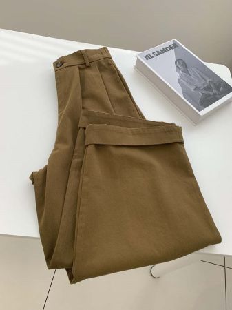 Высокая посадка широкие брюки из хлопка фотография